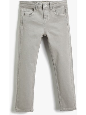 Koton Kot Pantolon Düz Paça Normal Bel - Straight Jean  Beli Ayarlanabilir Lastikli