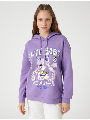 Koton Anime Sweatshirt Kapüşonlu Oversize Uzun Kollu