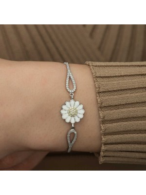 925 Gümüş Papatya  925 Ayar Gümüş Bileklik