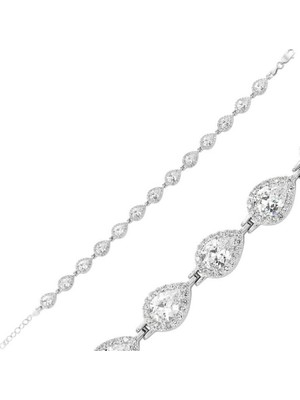 925 Gümüş Damla Taş Su Yolu  925 Ayar Gümüş Bileklik