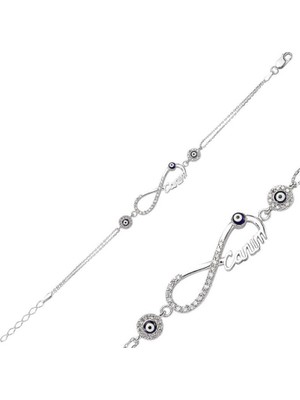 925 Gümüş Canım Yazılı Sonsuzluk 925 Ayar Gümüş Bileklik