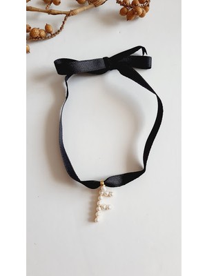 Petek Aksesuar F Harf Tarz Incili Kurdela Choker Kolye
