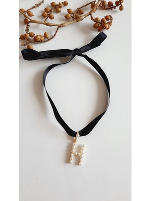 Petek Aksesuar H Harf Tarz Incili Kurdela Choker Kolye