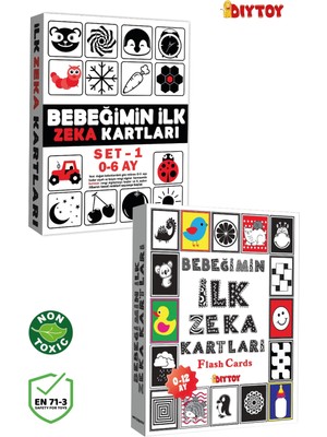 Diytoy Bebeğimin Ilk Zeka Kartları 0-12 Ay+ Erken Eğitim Zeka Kartları 0-6 Ay