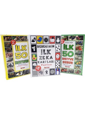 Diytoy 3'lü Set Bebeğimin Ilk Zeka Kartları Ilk 50 Hayvan Ilk 50 Meyve Sebze