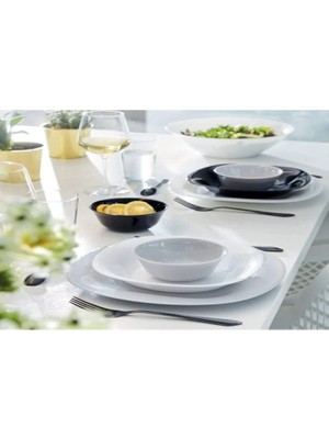 Luminarc 24 Parça Beyaz Opal Cam Yemek Takımı 6 Kişilik Düz Sade Tasarım