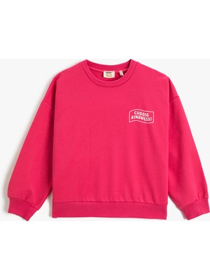Koton Basic Sweatshirt Baskılı Detaylı Uzun Kollu Bisiklet Yaka
