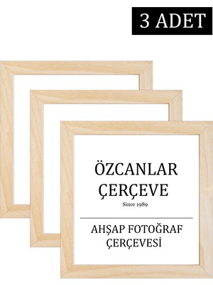 Özcanlar Çerçeve 3 Lü Aile Ahşap Çerçevesi Ahşap Resim Çerçevesi 20X20 30X30 40X40 15X21  30X40 Doğal Ahşap Çerçeve