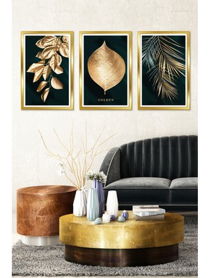 Özcanlar Çerçeve Çerçeveli Tablo Dekorasyon  Üçlü Çerçeve Soyut Botanik Baskı  Yatak Odası Dekoru Oturma Odası Dekoru