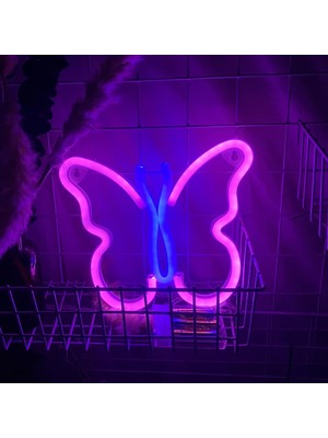 İllusory USB Neon Işık Kelebek LED Neon Işaretleri Dekoratif Duvar Gece Işığı Kulüp Işığı (Yurt Dışından)