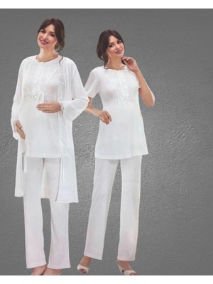 Nehir 2036 Hamile Lohusa 3lü Pijama Sabahlık Takım