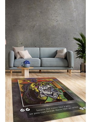 Homshtag Ağlayan Kadın Picasso Dokuma Tabanlı Yıkanabilir Kaymaz Sanat Sever Halısı