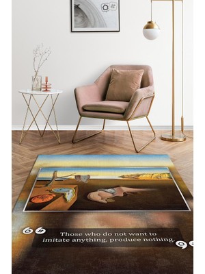 Homshtag Belleğin Azmi Dali Dokuma Tabanlı Yıkanabilir Kaymaz Sanat Sever Halısı