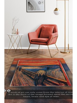 Homshtag Çığlık Munch Dokuma Tabanlı Yıkanabilir Kaymaz Sanat Sever Halısı