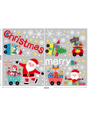 Cloud Yılbaşı Sticker Yılbaşı Baba Küçük Tren Mutlu Noel Kar Tanesi Tekrarlanabilir Sticker Cam Pencere Yılbaşı Dekorları (Yurt Dışından)