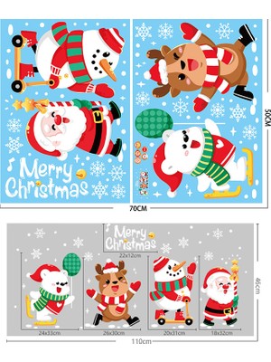 Cloud Yılbaşı Sticker Karikatür Yılbaşı Baba Elk Kardan Adam Bear Snoweflake Tekrarlanabilir Sticker Cam Pencere Yılbaşı Dekorları (Yurt Dışından)