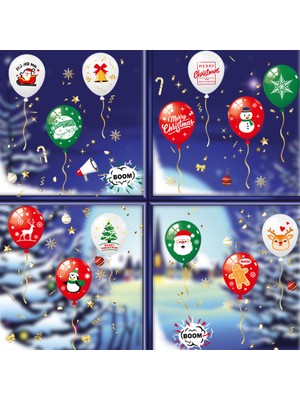 Cloud Yılbaşı Sticker Balon Kar Tanesi Tekrarlanabilir Sticker Cam Pencere Yılbaşı Dekorları (Yurt Dışından)