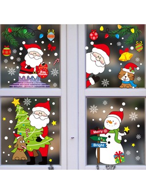 Cloud Yılbaşı Sticker Yılbaşı Baba Kardan Adam Noel Ağacı Kar Tanesi Tekrarlanabilir Sticker Cam Pencere Yılbaşı Dekorları (Yurt Dışından)