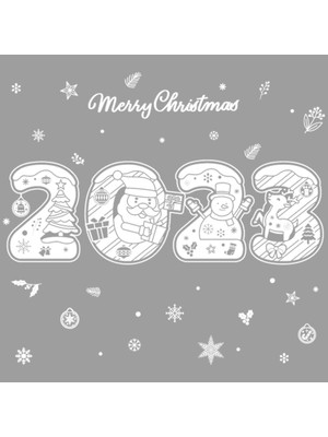 Cloud Yılbaşı Sticker 2023 Mutlu Noel Kar Tanesi Sticker Cam Pencere Yılbaşı Süsleri (Yurt Dışından)