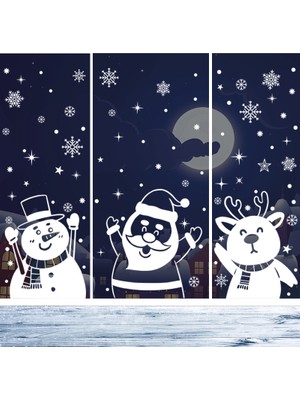 Cloud Yılbaşı Sticker Beyaz Noel Baba Kardan Adam Elk Kar Tanesi Sticker Cam Pencere Yılbaşı Süsleri (Yurt Dışından)