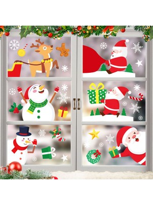 Cloud Yılbaşı Sticker Noel Baba Snowman Elk Gönder Hediye Snowflake Pvc Sticker Cam Pencere Yılbaşı Süsleri (Yurt Dışından)