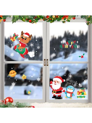 Cloud Yılbaşı Sticker Noel Baba Elk Penguin Mutlu Yıllar Kar Tanesi Sticker Cam Pencere Yılbaşı Dekorları (Yurt Dışından)