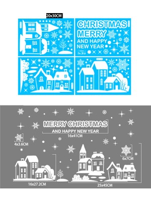 Cloud Yılbaşı Sticker Beyaz Noel Kar Evi Mutlu Noel Kar Tanesi Sticker Cam Pencere Yılbaşı Dekorları (Yurt Dışından)