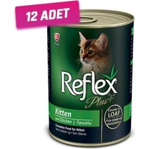 Reflex Plus 12 Adet - Reflex Plus Kitten Tavuklu Konserve Yavru Kedi Maması 400 gr