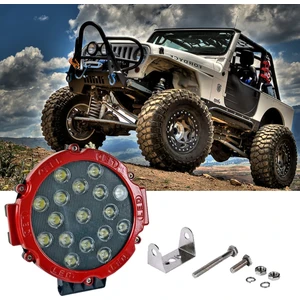 Hk off Road Çalısma Lambası Yuvarlak 17 LED 10-30V 17X17X4CM Kırmızı Çerçeve