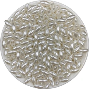 Hedef Bijuteri 25GR 6X12MM Beyaz Renk Arpa Model Lüks Kaplama Plastik Inci Boncuk, Takı Boncuğu (25GR,~100 Adet )