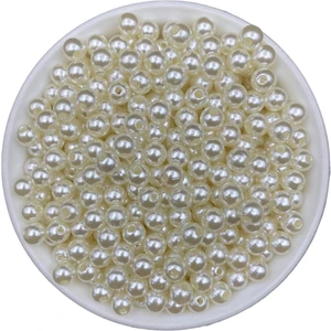 Hedef Bijuteri 50GR 8mm Krem Renk Lüks / Lüx Kaplama Plastik Inci Boncuk , Takı Yapım Boncuğu (50GR,~200 Adet)