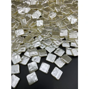 Hedef Bijuteri 25GR Krem Renk Kare Lüks Kaplama Formsuz,şekilsiz Barok Yamuk Plastik Inci Boncuk #59 (~32ADET)