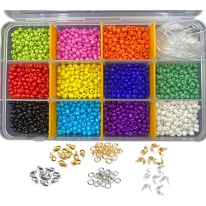 Hedef Bijuteri Kutulu Cam Kum Boncuk ve Metal Kapama Seti, Takı Yapım Hobi Boncuğu Seti