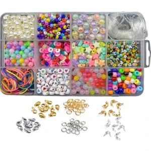 Hedef Bijuteri Kutulu Takı Yapım Seti, Karışık Boncuk ve Metal Kapama Seti, Hobi Boncuğu Seti