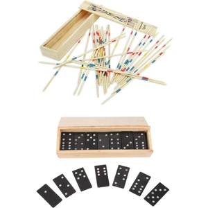 Ahşap Domino ve Mikado Spiel Çubuk Birlikte Oyun Seti