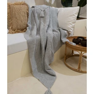 Miel Gri Kenarı Ponponlu Tv Battaniyesi 130x170 37107