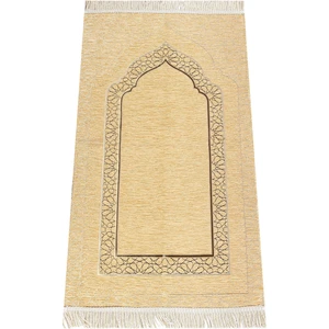 İhvan Online Mihrap Desenli Astarlı Şönil Seccade - Gold