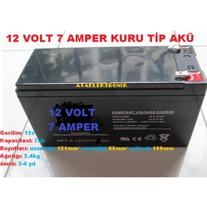Ata Elektronik 12V 7AH 12 Volt 7 Amper Pilsan Uyumlu Oyuncak Araba Jeep Akülü Araba Aküsü Pili - 150MM 95MM 62MM