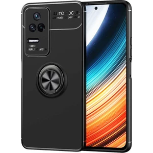 Case 4U Xiaomi Poco F4 Kılıf Autofocus Shockprof Ravel Yüzüklü Standlı Slikon Kapak Siyah