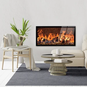 Cam Tablo | Taşlı Şömine Görünümlü |