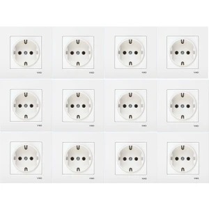 Karre Topraklı Çocuk Korumalı Priz + Çerçeve Beyaz 12 Adet