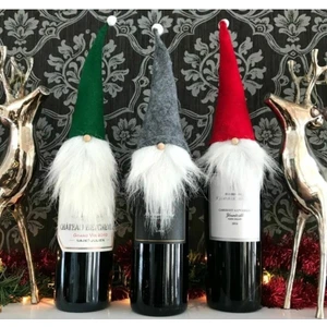Burden Deco 3'lü Noel Baba Şişe Üstü Süs, Şarap Şişesi, El Yapımı,yılbaşı Süsü