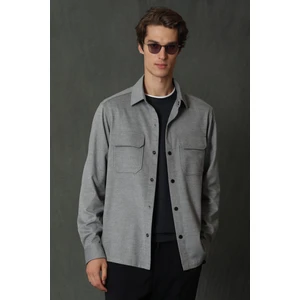 Albın Erkek Basic Gömlek Slim Fit Gri