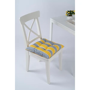 Beta Sarı Gri Pofidik Sandalye Minderi Bağcıklı 40x40cm
