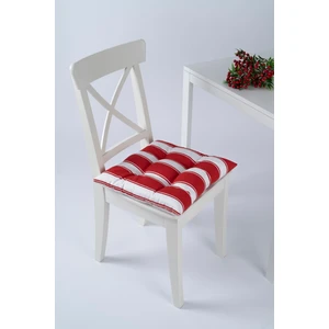 Beta Kırmızı Beyaz Pofidik Sandalye Minderi Bağcıklı 40x40cm