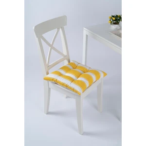Beta Sarı Beyaz Pofidik Sandalye Minderi Bağcıklı 40x40cm