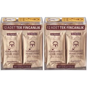 Kurukahveci Mehmet Efendi  Türk Kahvesi 6 gr Tek Fincanlık (24'lü Set) (2 Paket x 12)