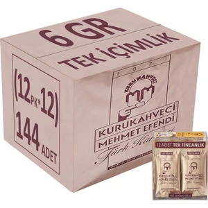 Kurukahveci Mehmet Efendi  Türk Kahvesi 6 gr Tek Fincanlık (144'LÜ Set) (12 Paket x 12)
