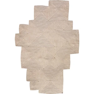 Boulder El Örmesi Kare Bej Pamuklu Yıkanabilir Halı Kilim Balkon Teras Salon Koridor Halısı Hasır Halı 69588