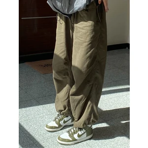 Haki Renkli Kadın Tactical Baggy Bol Kalıp Lastikli Pantolon